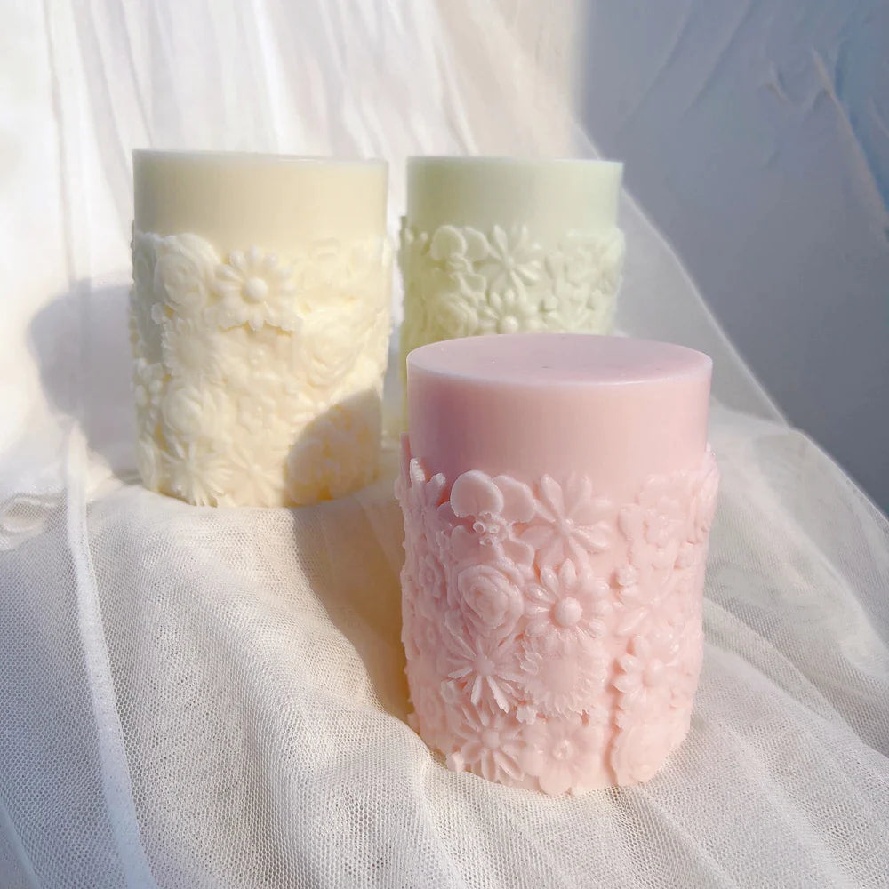 Flower Pillar Candle Mold for Floral Home Decor