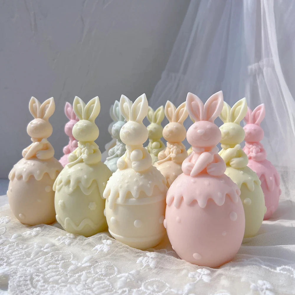 Three Designs Easter Egg Rabbit Silicone Candle Molds