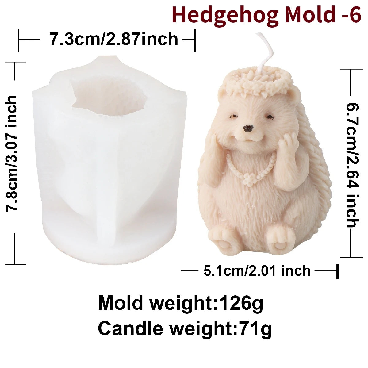Cute Hedgehog Candle Mold