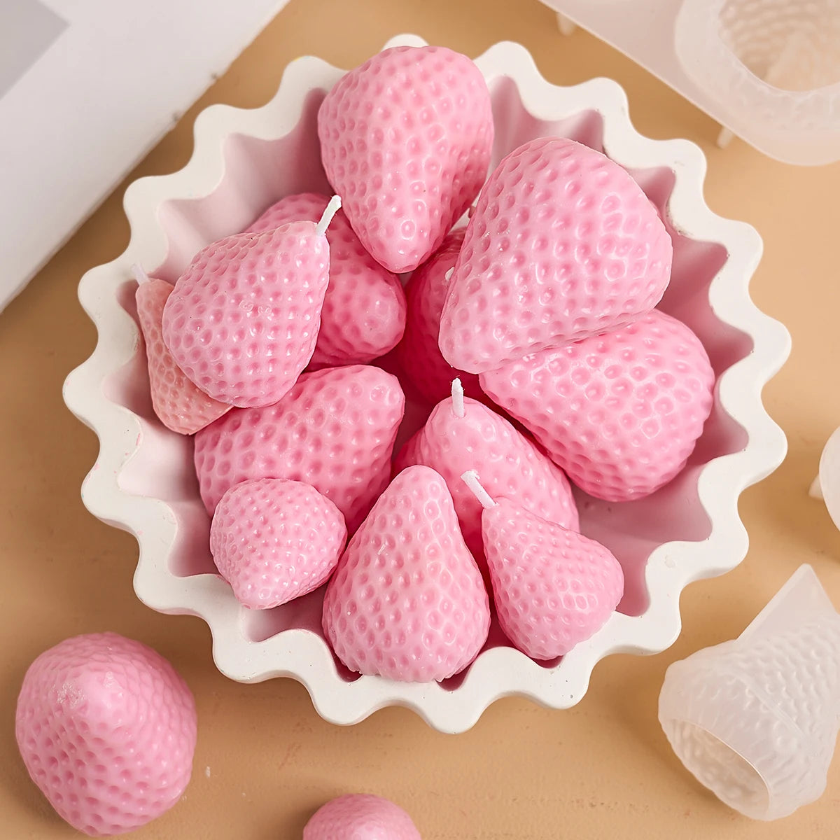Strawberry Shaped Silicone Candle Mold 4PCS/1PC S/M/L