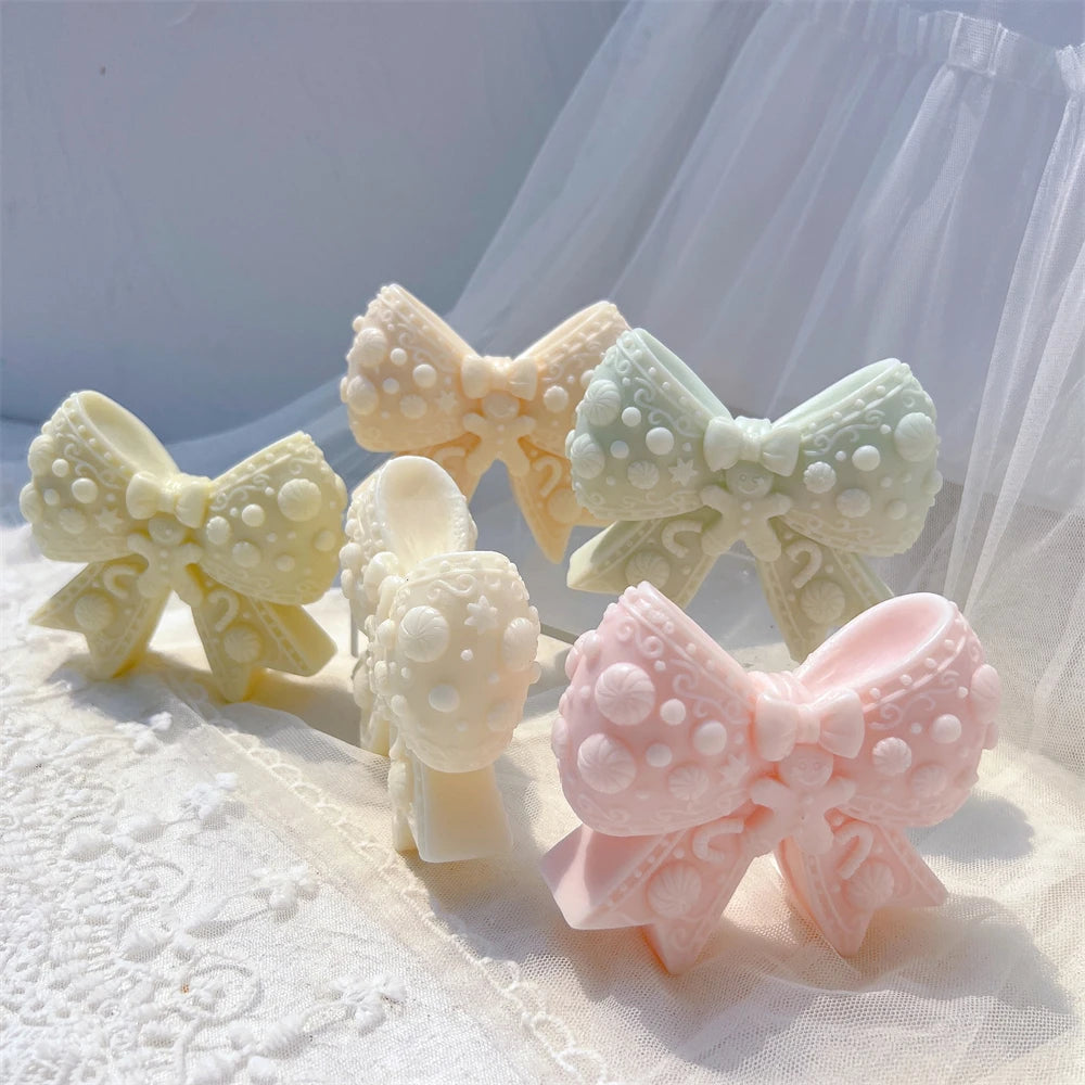 Gingerbread Christmas Bowknot Silicone Candle Mold