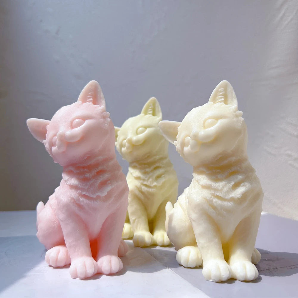 Sitting Cute Cat Silicone Candle Mold