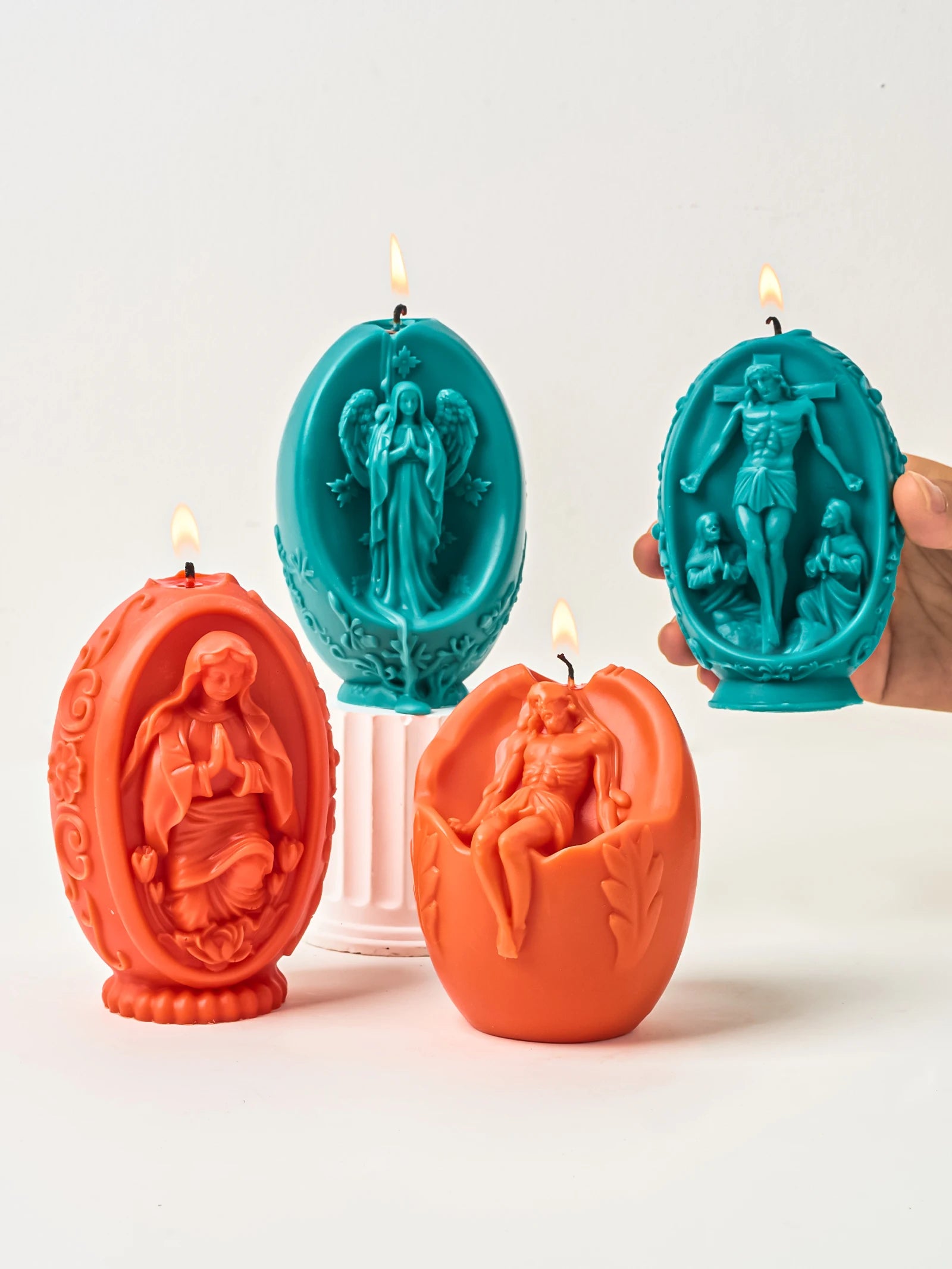 DIY 3D Jesus and Virgin Mary Easter Egg Silicone Candle Mold