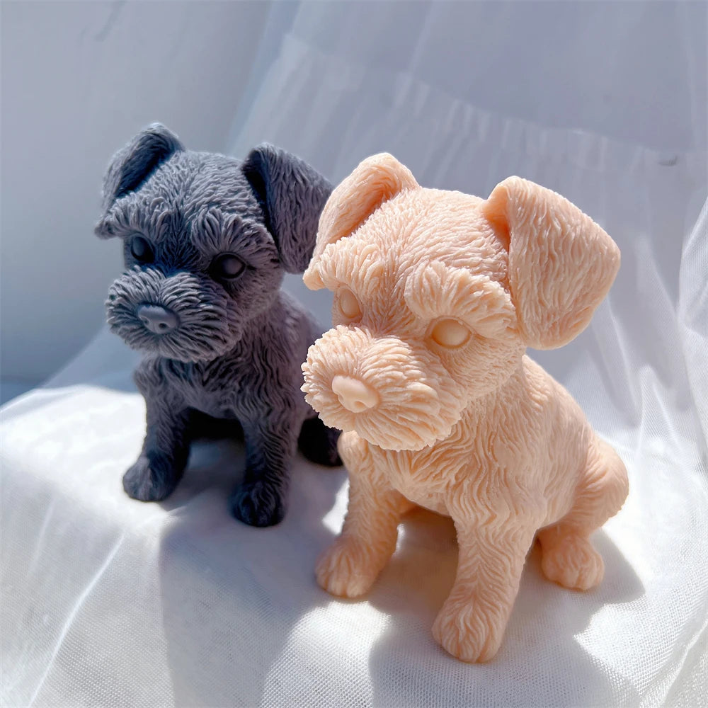Schnauzer Puppy Figurine Silicone Candle Mold