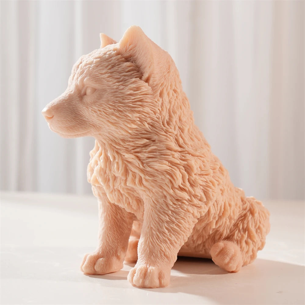 Sitting Wolf Cub Silicone Candle Mold