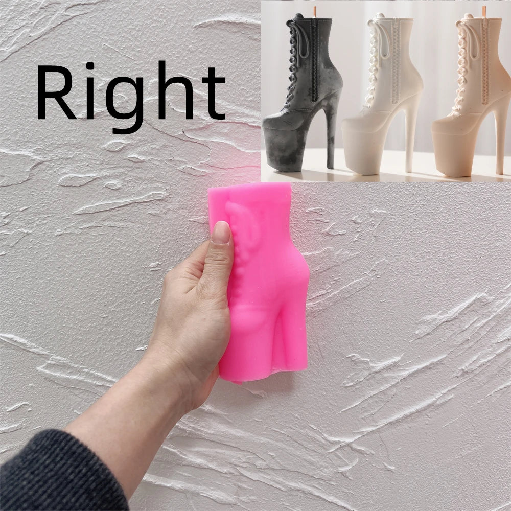 High Heel Boot Concrete Candle Vessel Silicone Mold