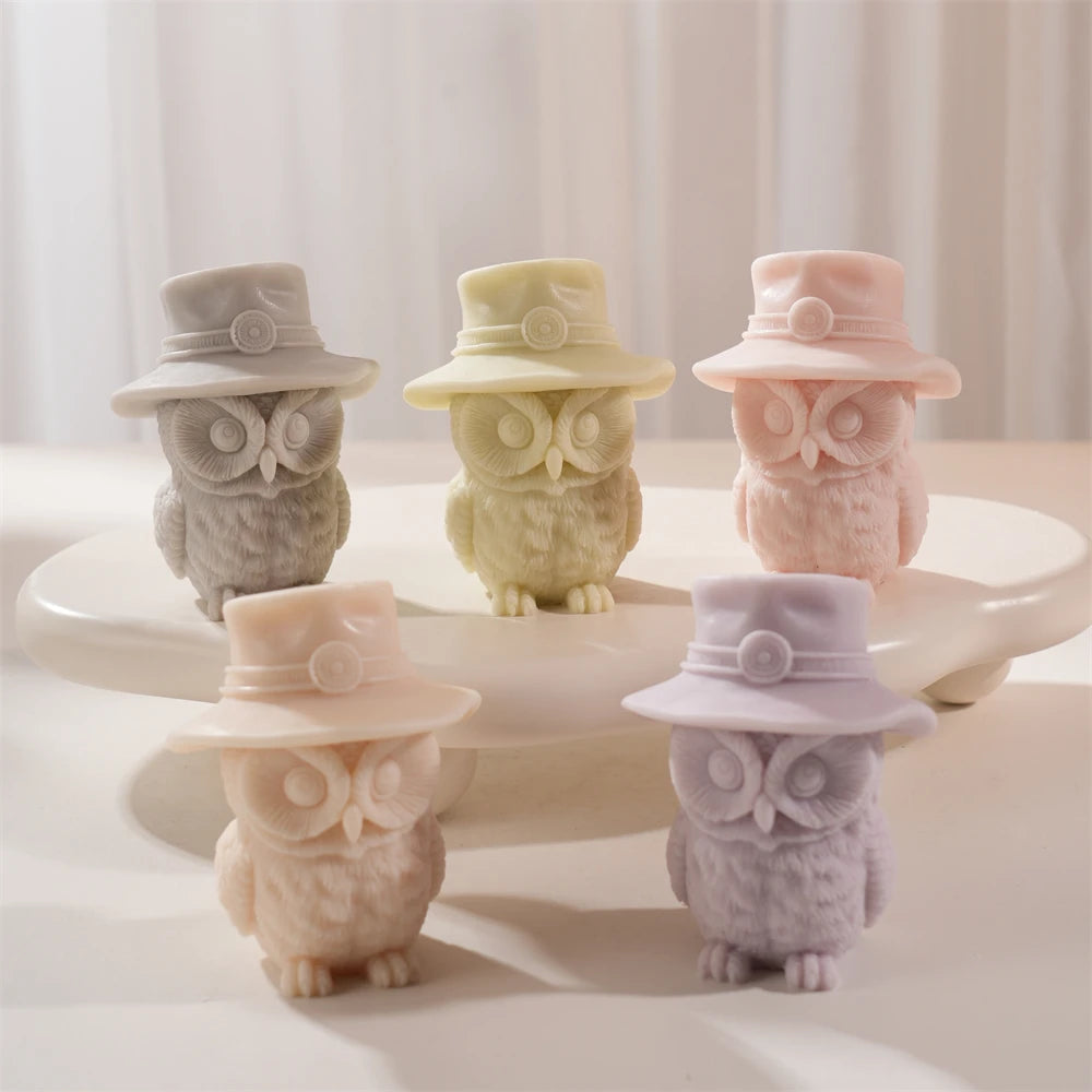 Hat Owl Candle Silicone Mold for DIY Crafts