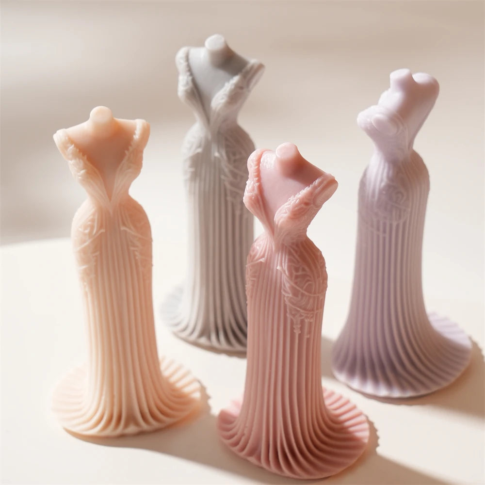 3D Wedding Dress Silicone Candle Mold