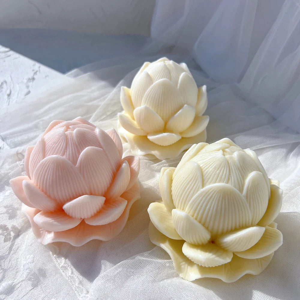 Lotus Bloom Flower Candle Molds