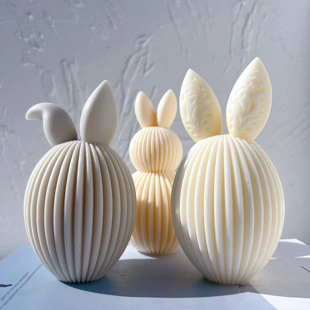 Ribbed Egg Rabbit Ear Candle Mold