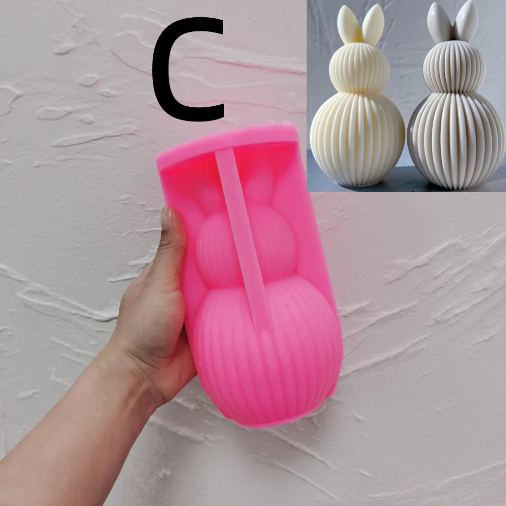 Ribbed Egg Rabbit Ear Candle Mold