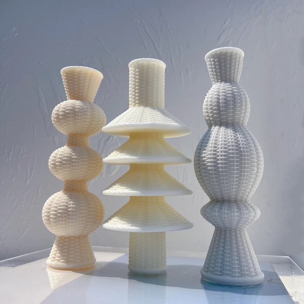 24CM Tall Weave Pillar Candle Mold