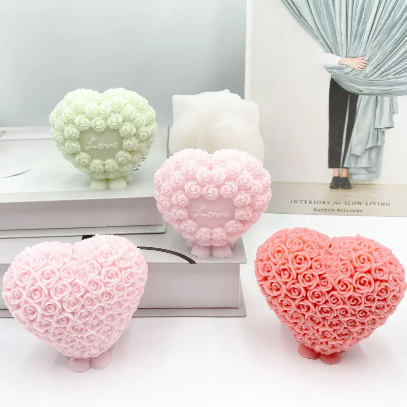 Rose Heart Shaped Candle Mold Silicone