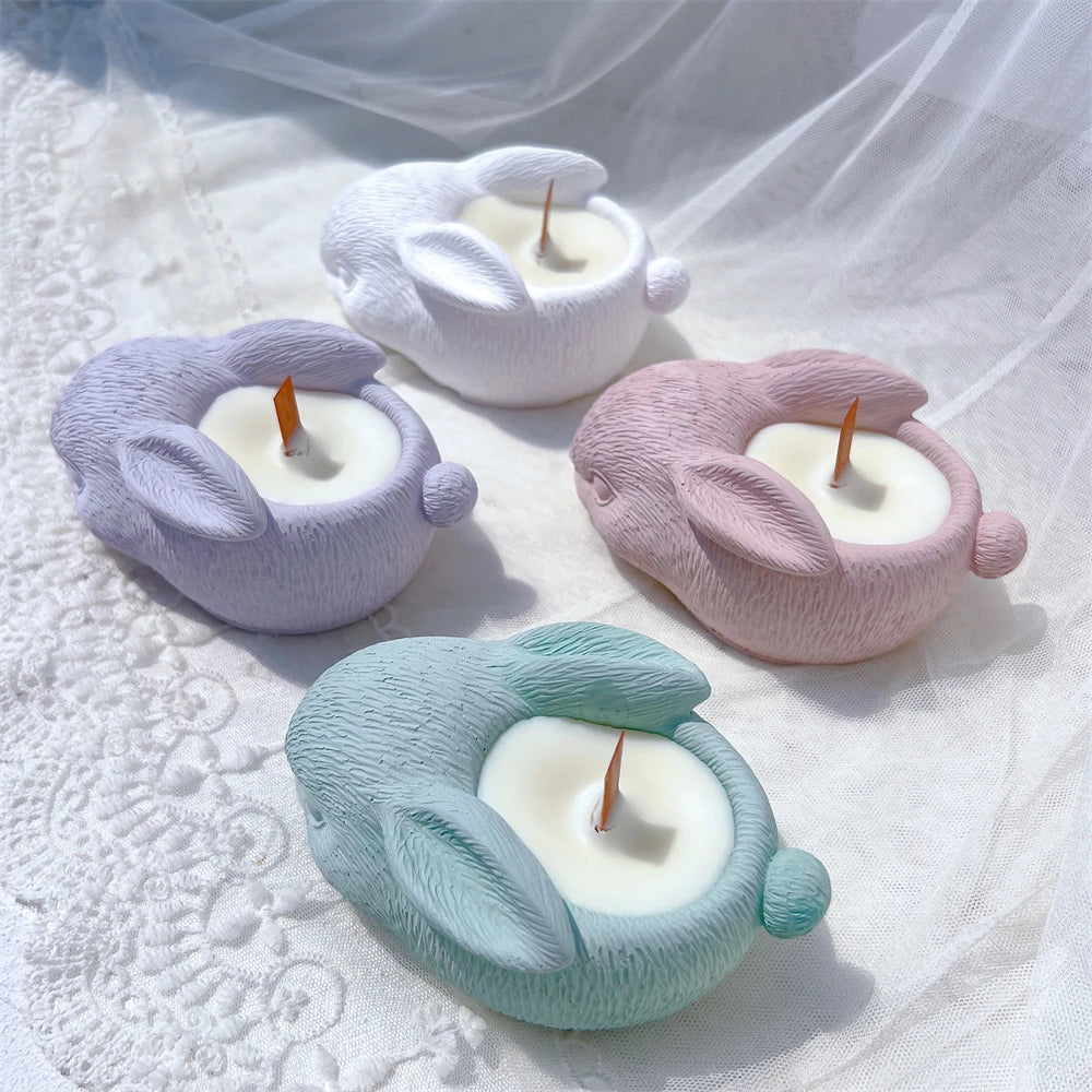 Cute Rabbit Candle Holder Silicone Mold