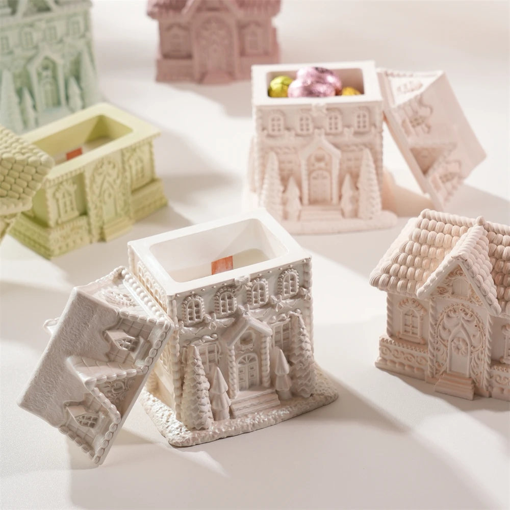 Gingerbread House Candle Jar Mold for DIY Christmas Candles