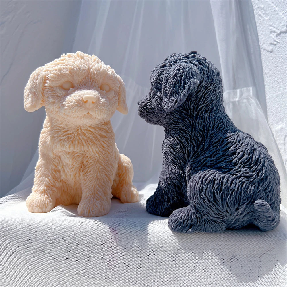 Cute Labradoodle Dog Silicone Candle Mold