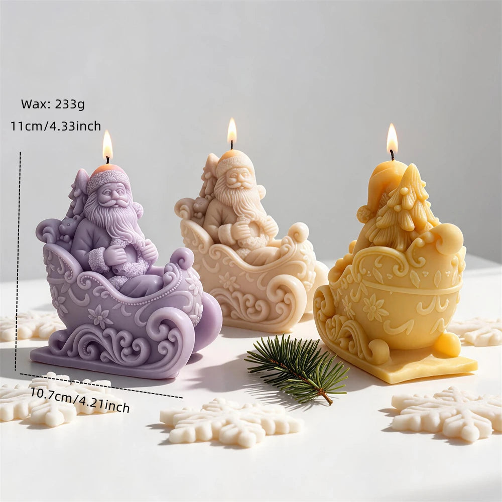 Christmas Santa sleigh candle measuring 11 centimetres tall