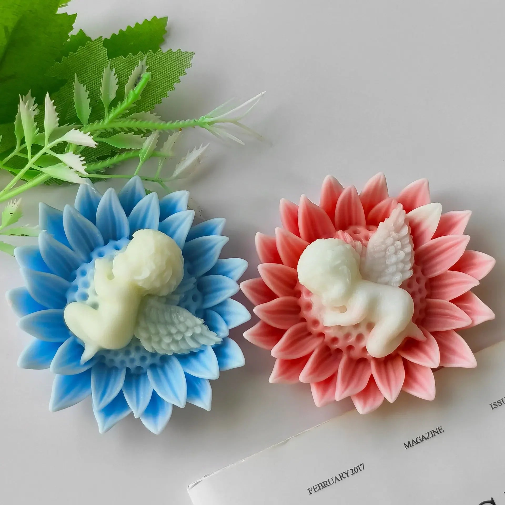 3D Flower Silicone Mold with Baby Angel