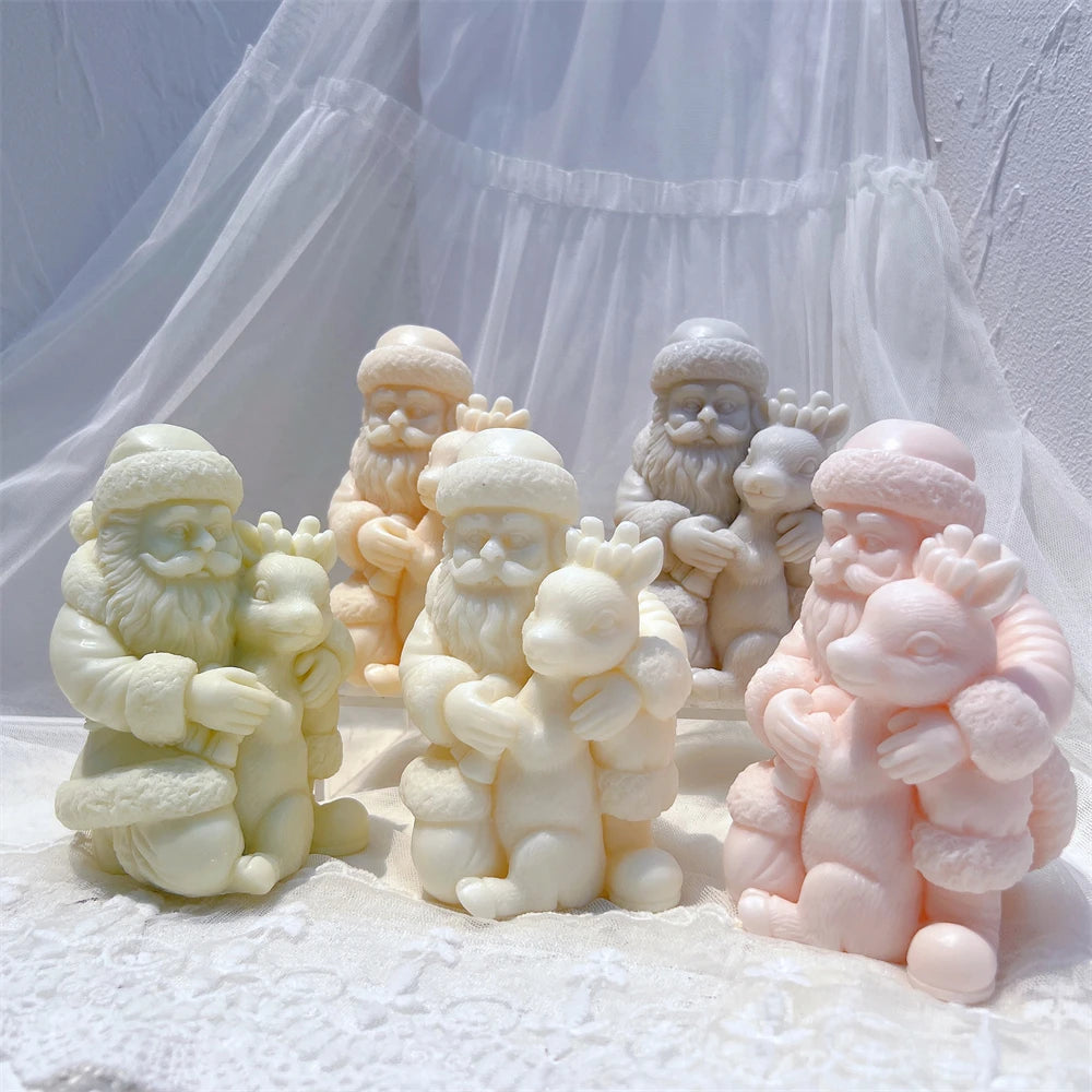 Santa Claus with Deer Candle Mold