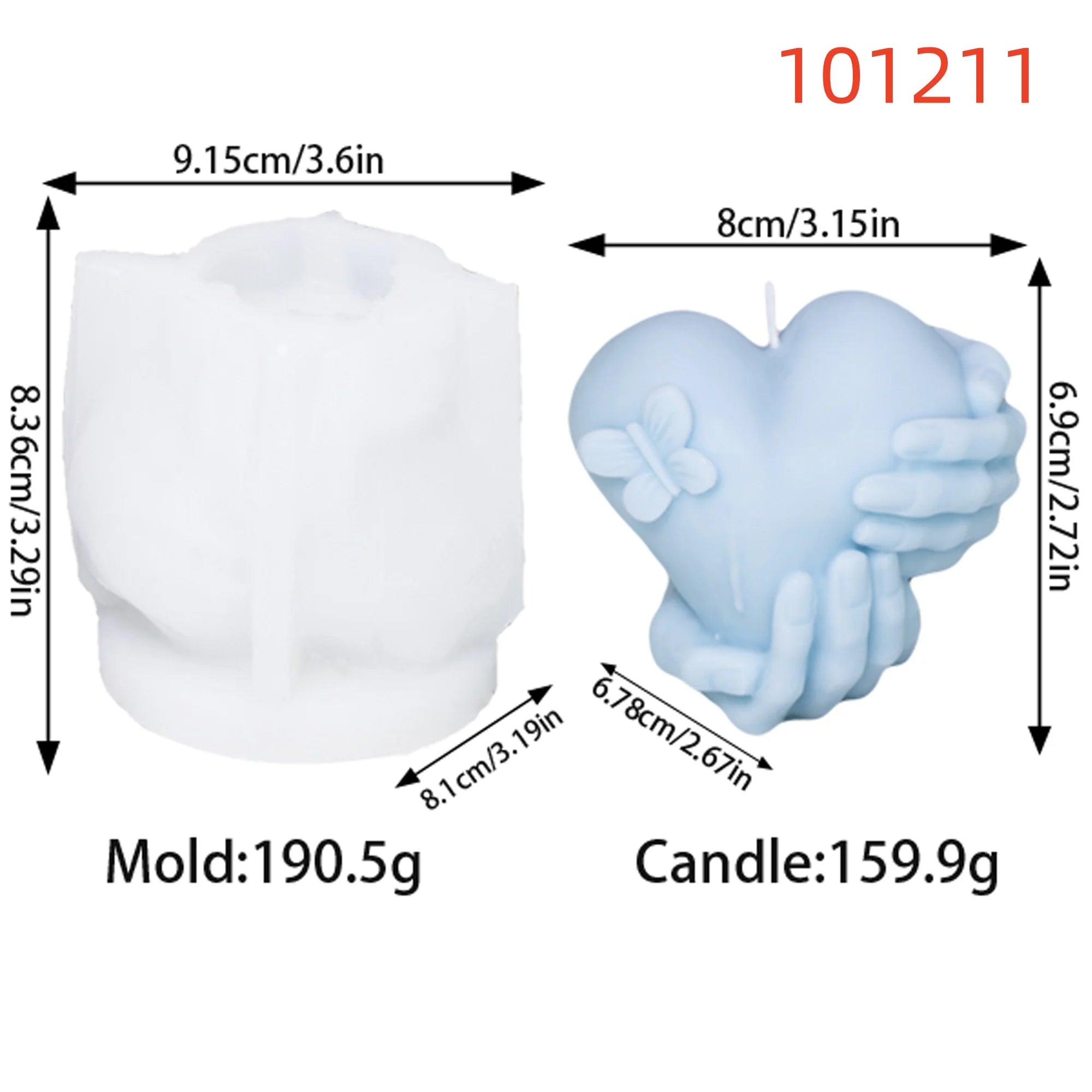Holding Heart Hand Silicone Candle Mold