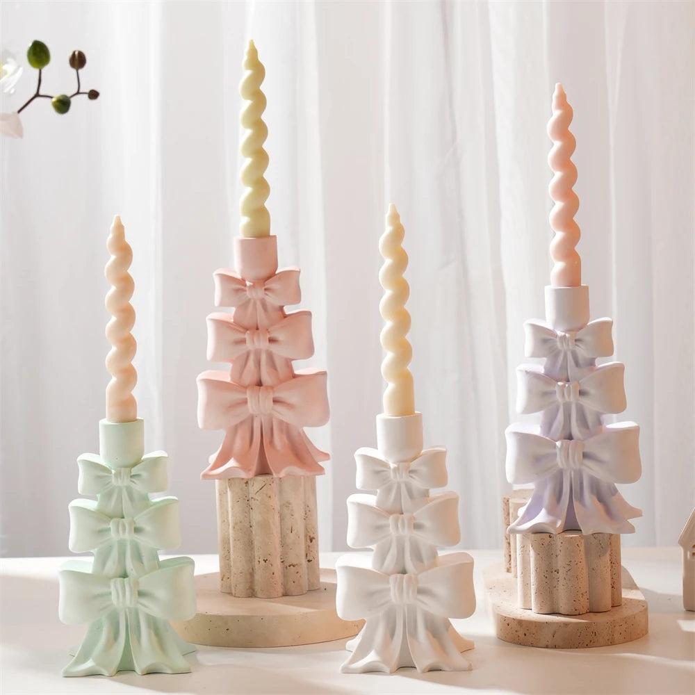 Christmas Bowknot Tree Candle Holder Silicone Mold