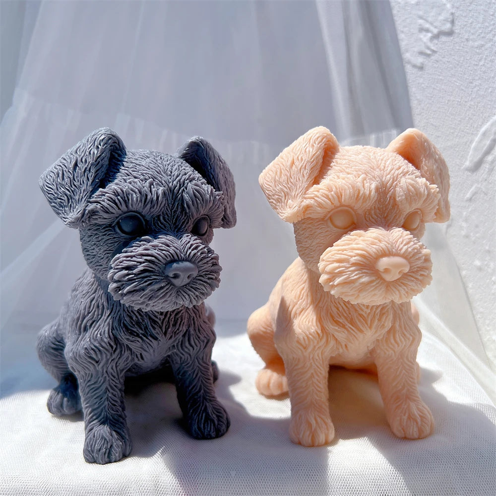 Schnauzer Puppy Figurine Silicone Candle Mold