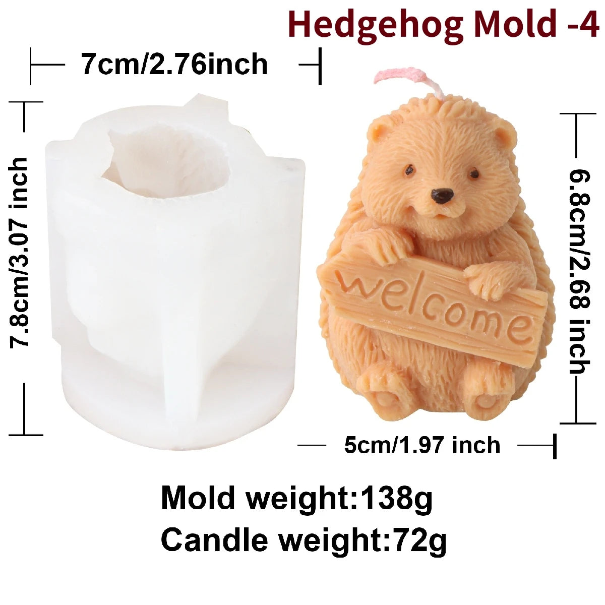 Cute Hedgehog Candle Mold