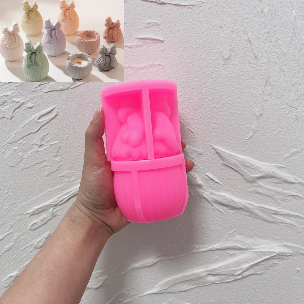 Easter Egg Candle Jar Silicone Mold with Bow Design