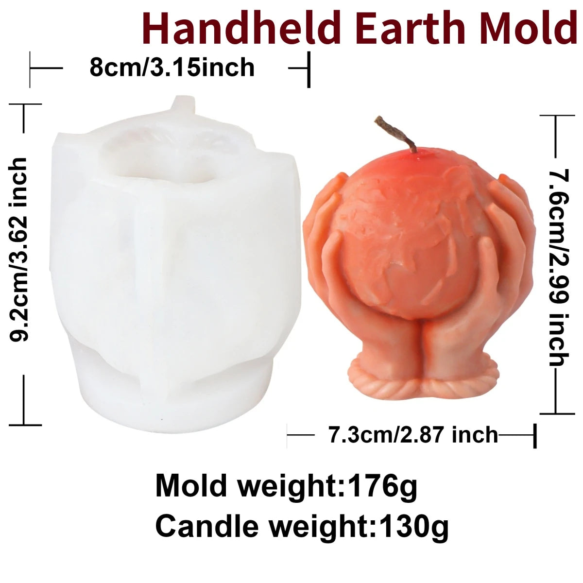 3D Hand Holding Rose Heart Skull Silicone Mold