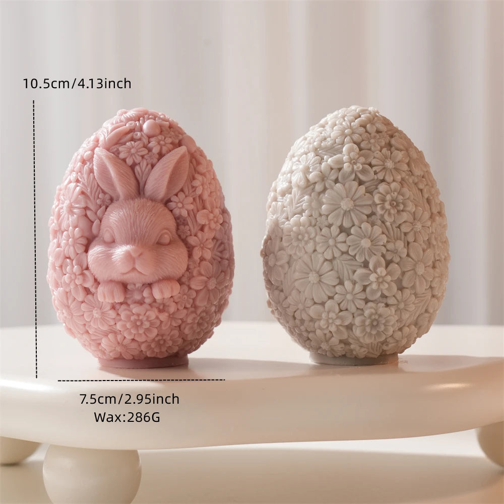 Flower Egg Rabbit Candle Silicone Mold for Easter