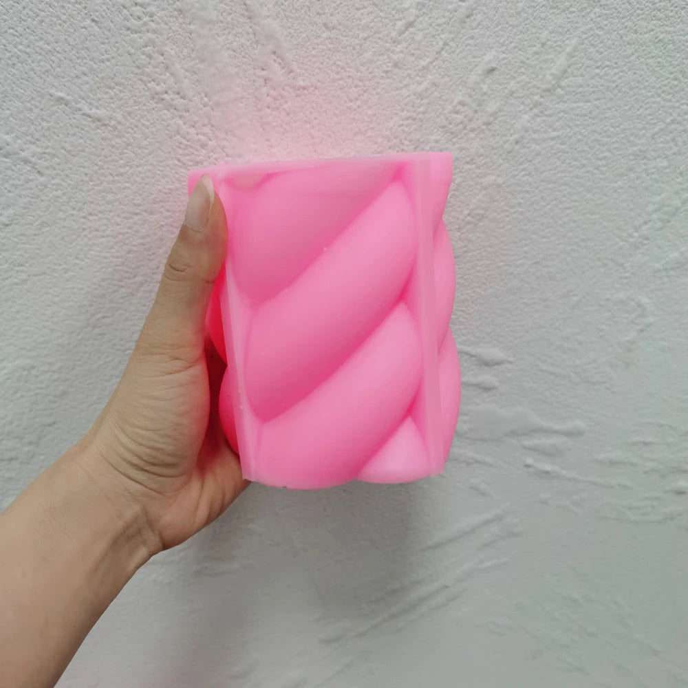 Ribbed Swirl Twisted Candle Silicone Mold