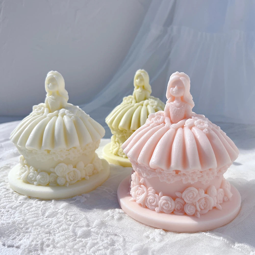 Princess Wedding Dress Cake Shape Candle Mold, image size:1000x1000
