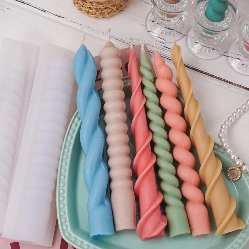 Spiral Twist Long Rod Candle Mold