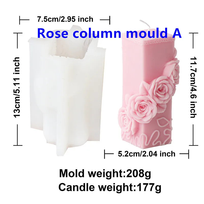 Rose Column Candle Silicone Mold