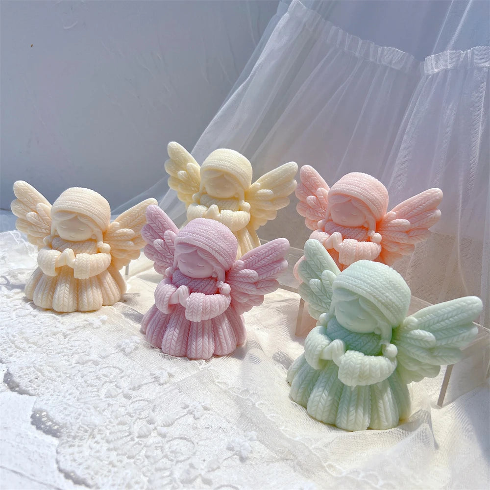 Knitted Prayer Angel Candle Silicone Mold