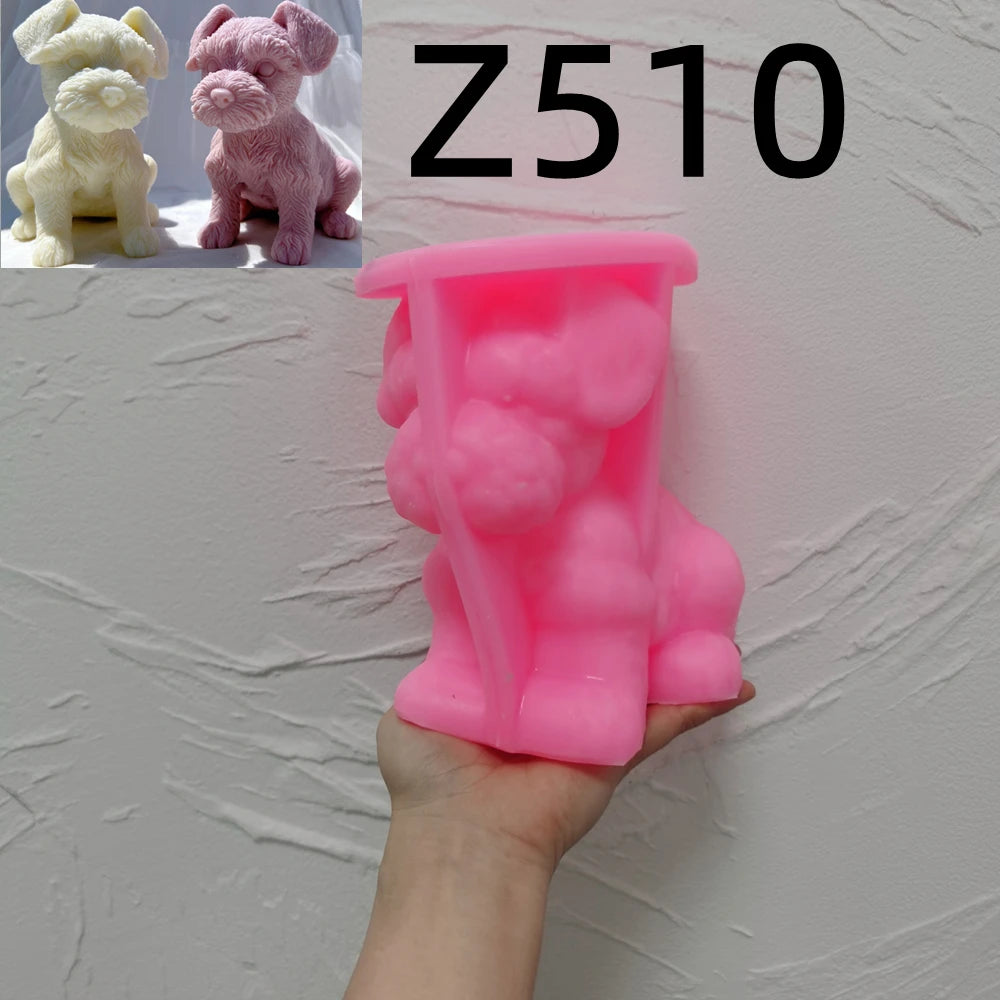 Schnauzer Puppy Figurine Silicone Candle Mold