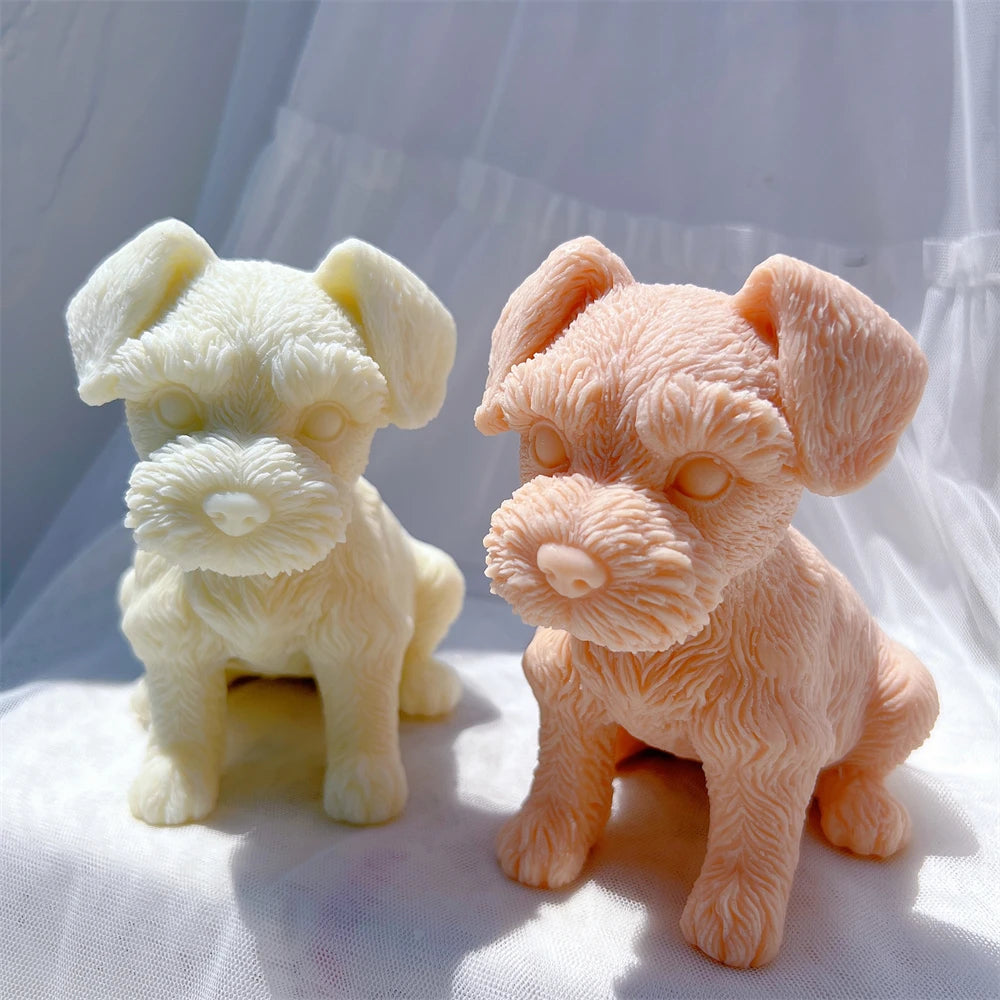 Schnauzer Puppy Figurine Silicone Candle Mold