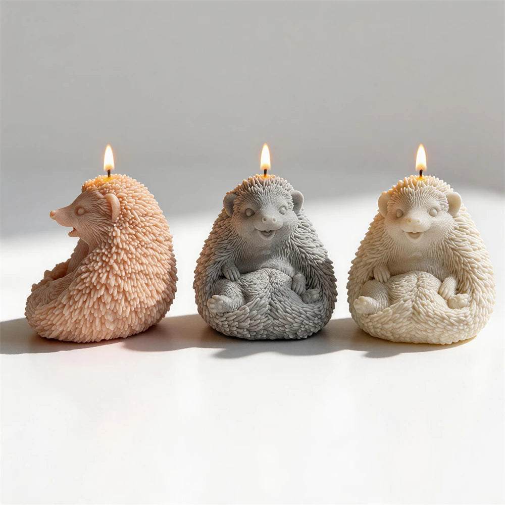 Sitting Hedgehog Silicone Candle Mold for Home Decor