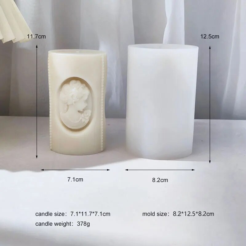 Girl portrait column candle mold