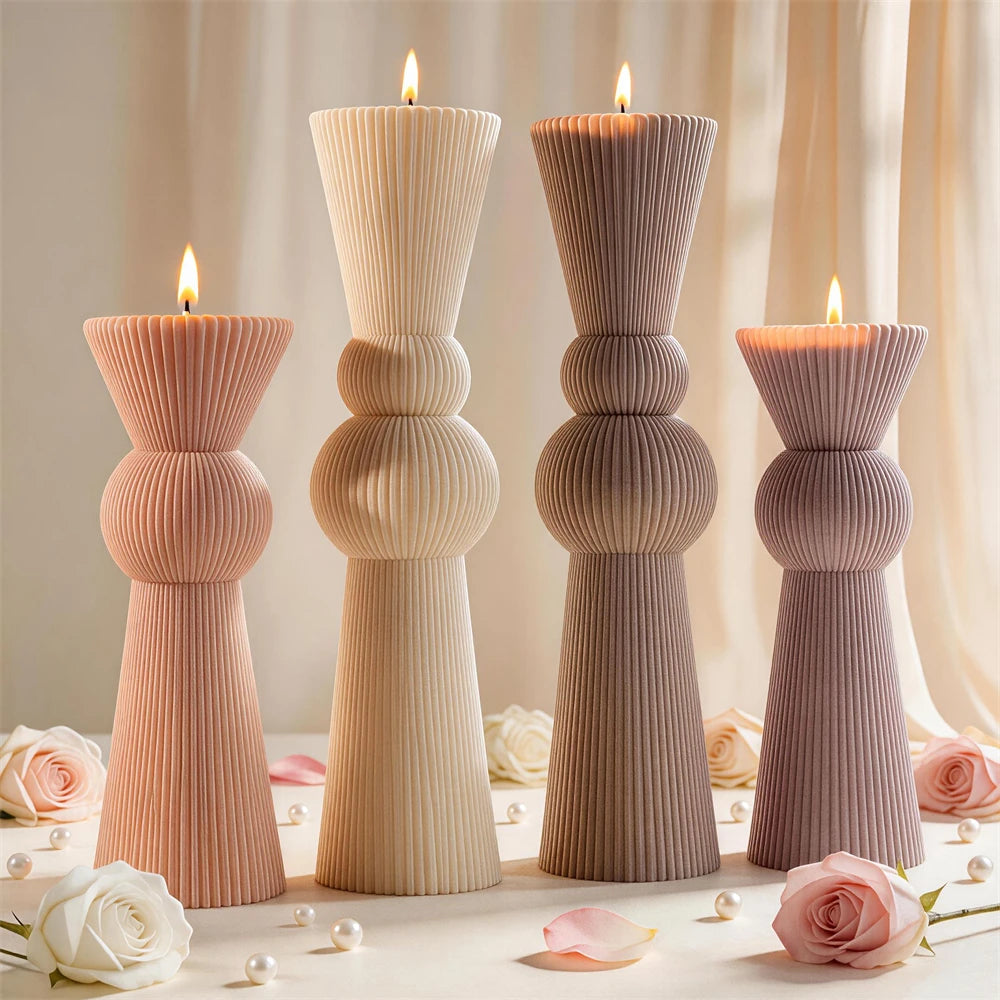 Fluted Hourglass Pillar Silicone Candle Mold