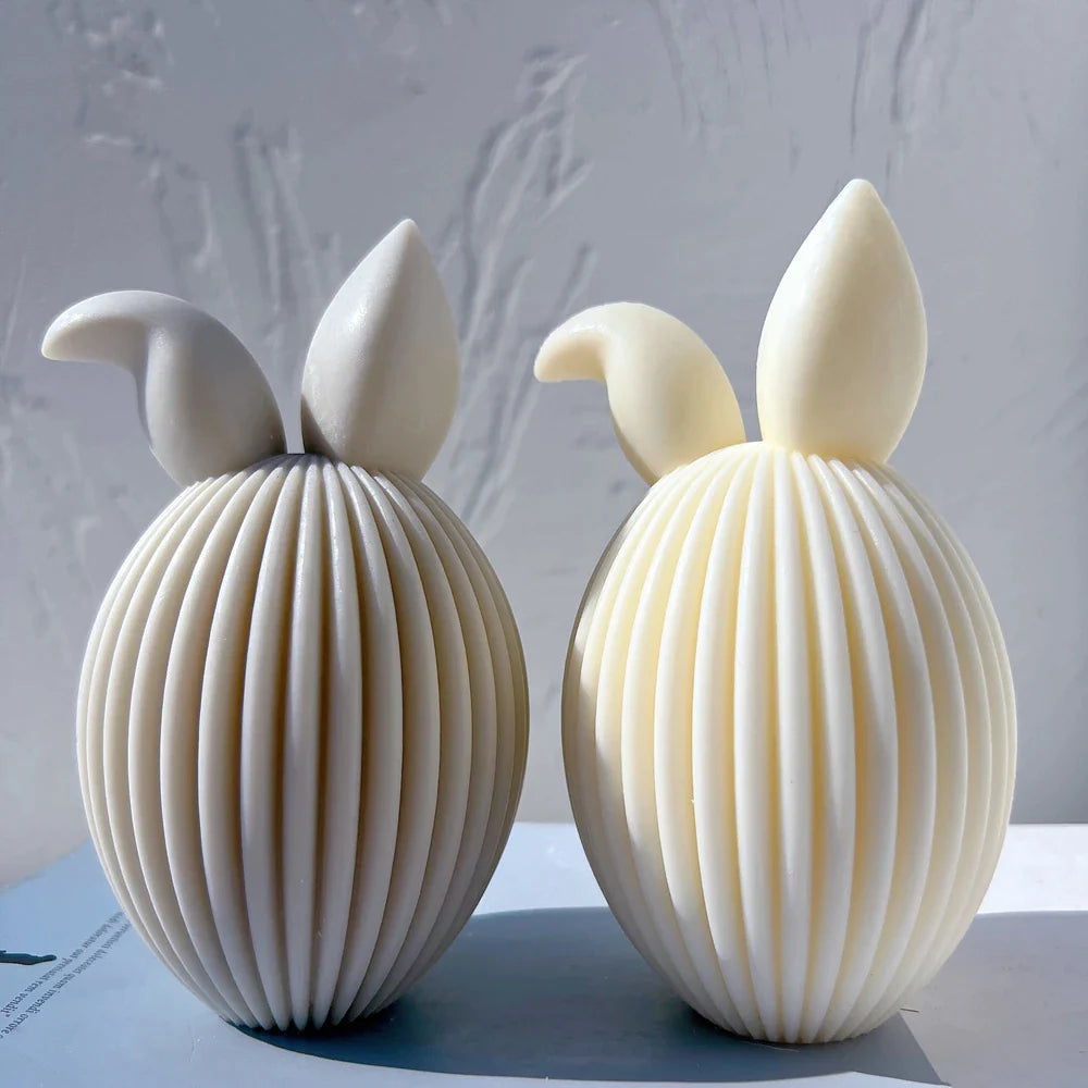 Ribbed Egg Rabbit Ear Candle Mold