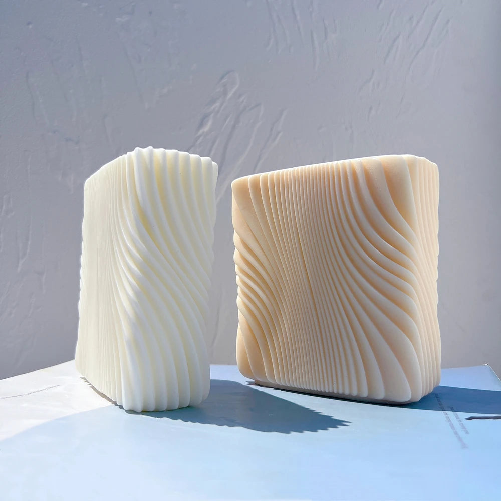Block Square Swirl Candle Mold