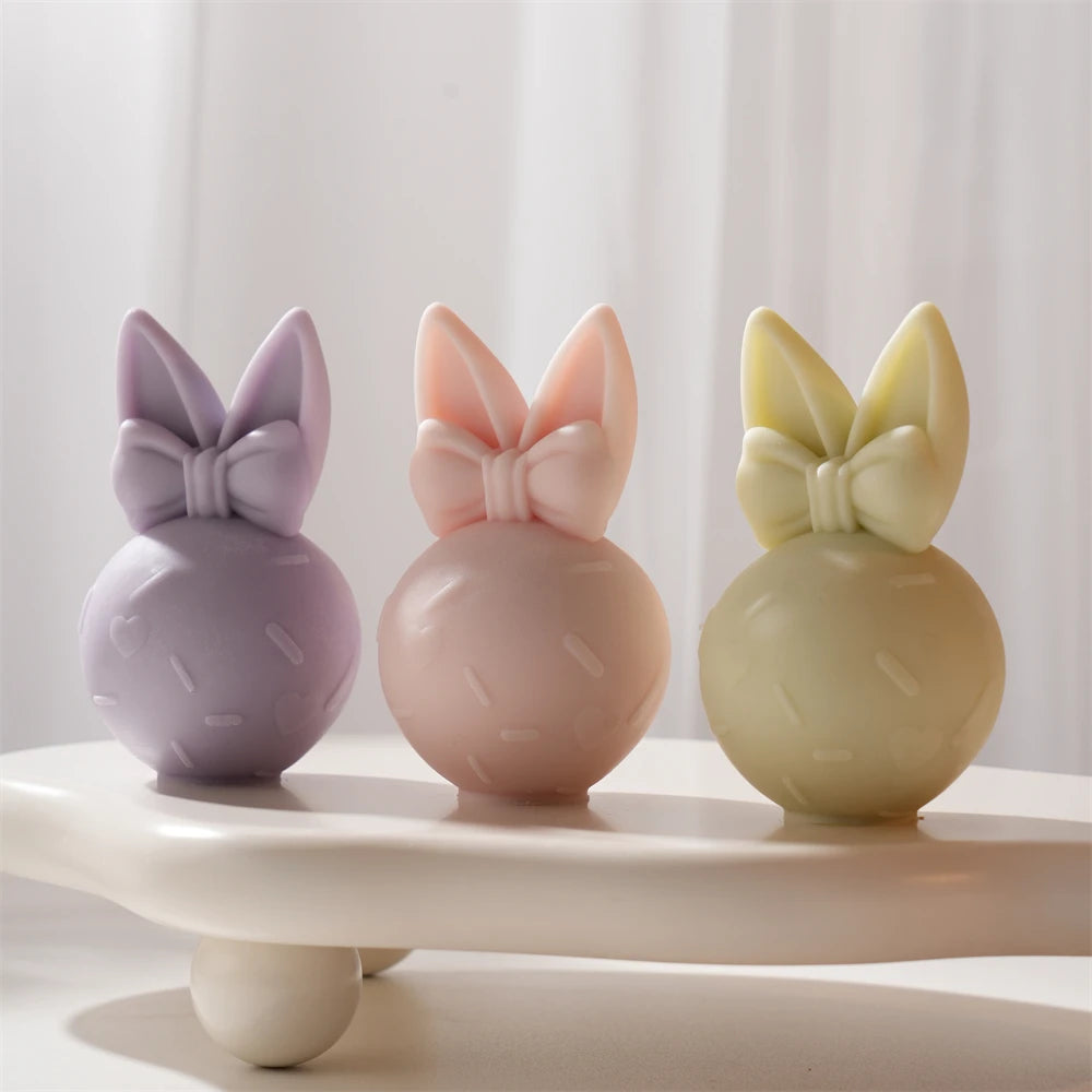 3D Bowknot Bunny Silicone Candle Mold