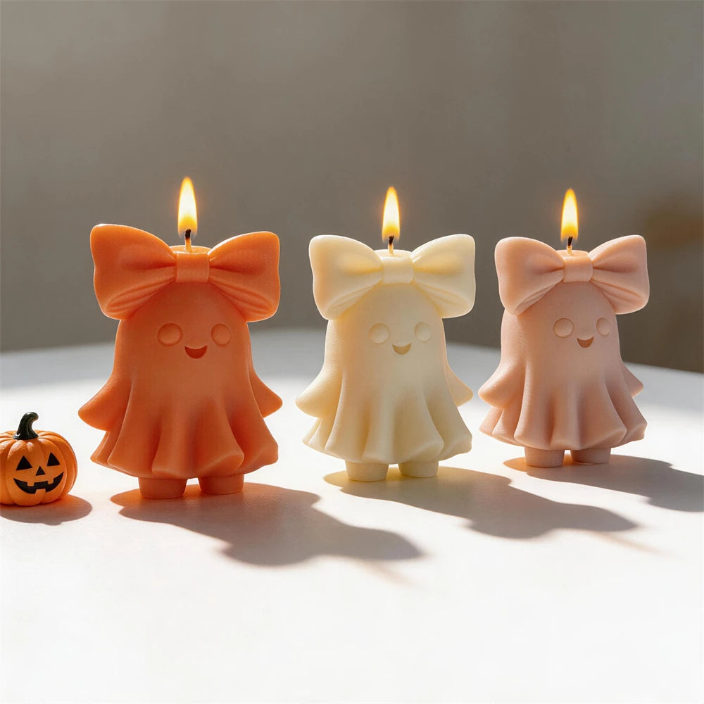 Bowknot Ghost Silicone Candle Mold for Halloween