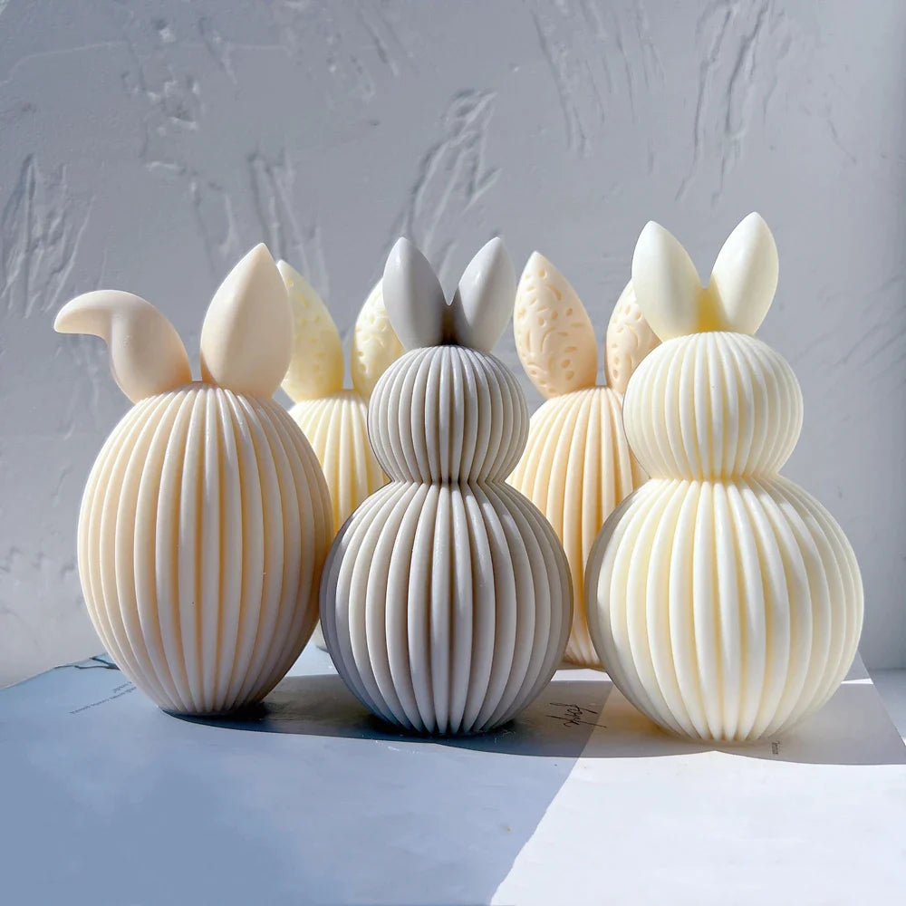 Ribbed Egg Rabbit Ear Candle Mold