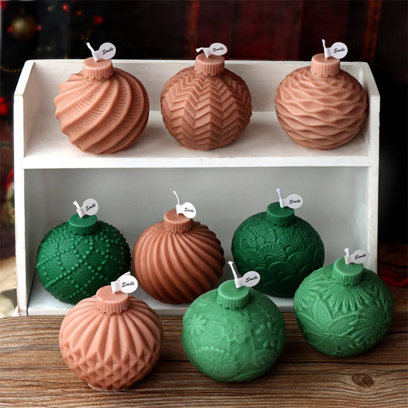 Festive Christmas Bauble Candle Molds