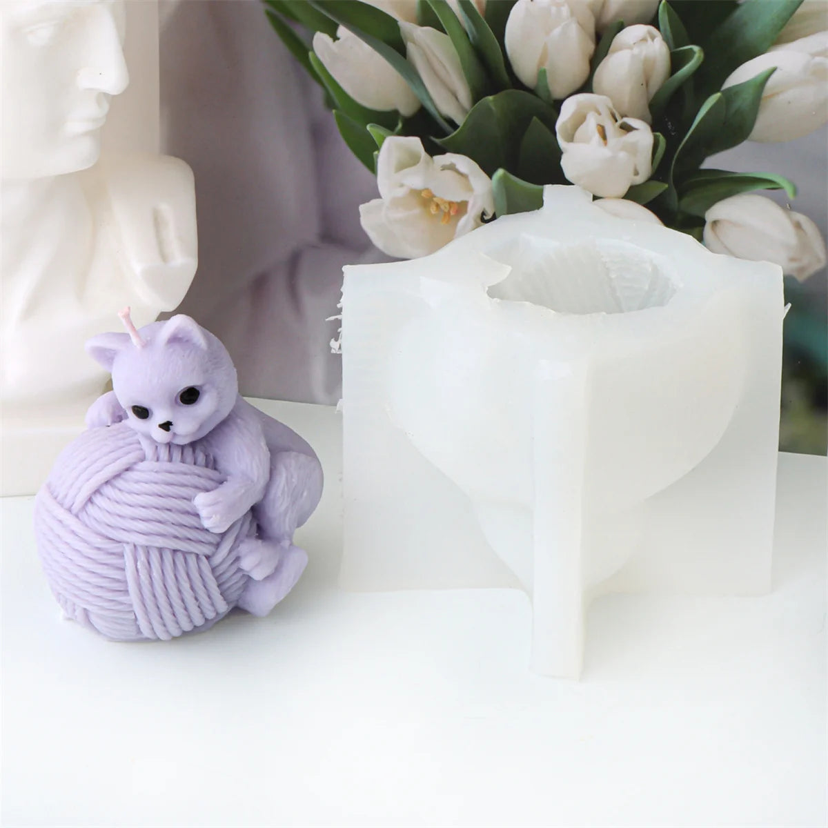 Wool Ball Kitten Candle Molds