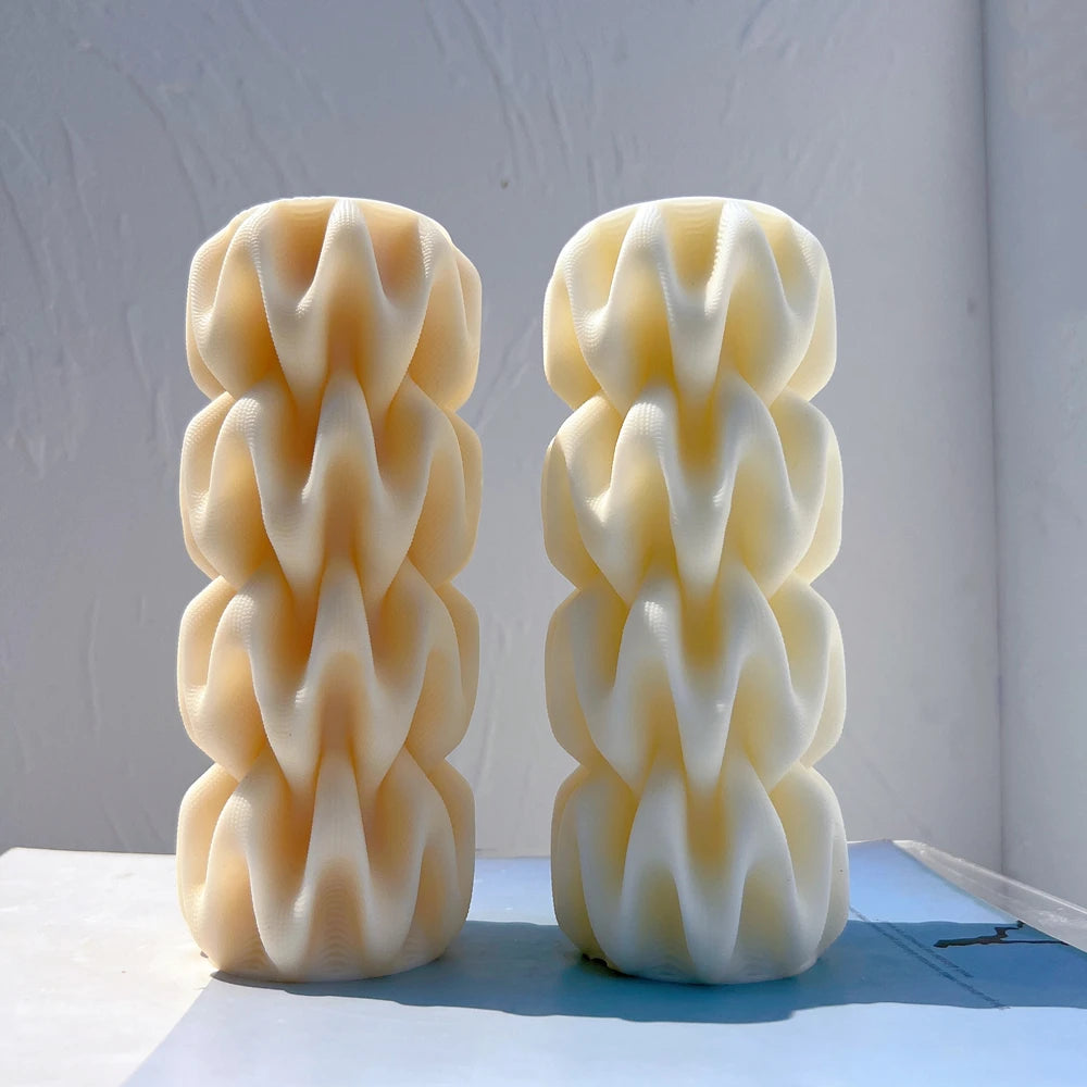 2 Sizes Wave Pillar Swirl Candle Mold