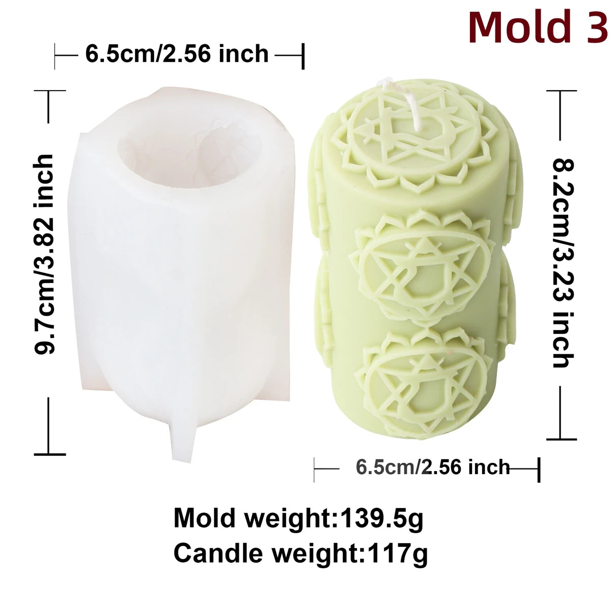 Chakras Pillar Silicone Candle Mold