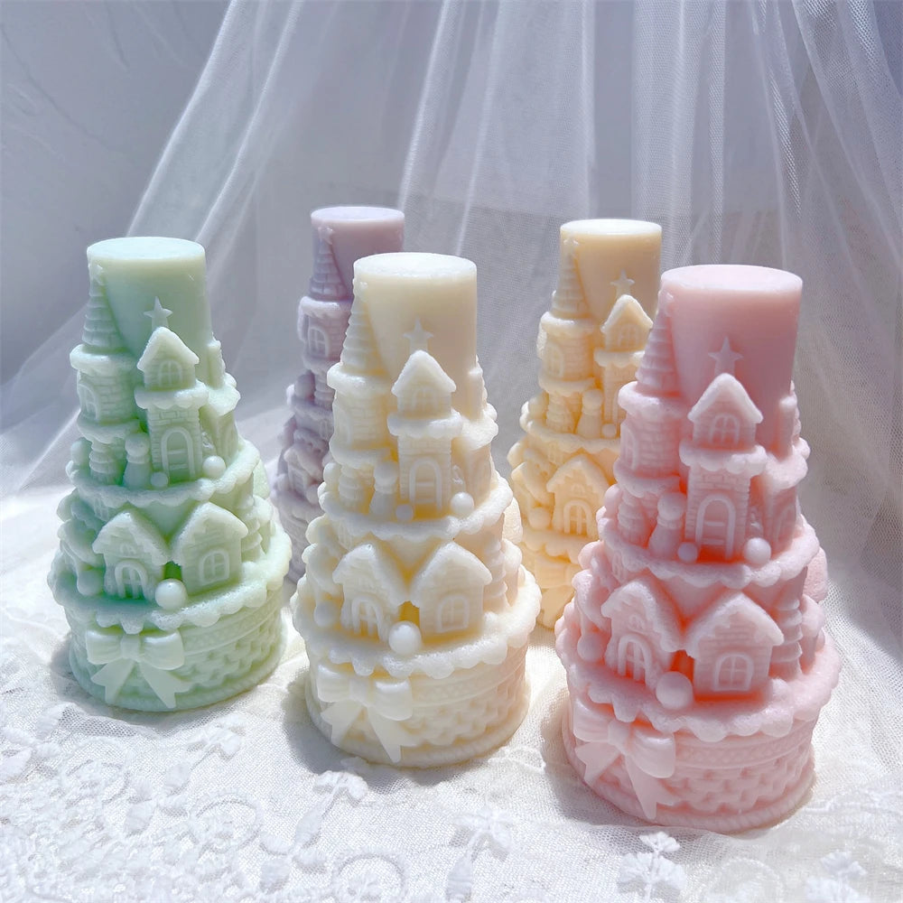 Bows Castle Christmas Silicone Candle Mold β Cake Design DIY Wax Mold
